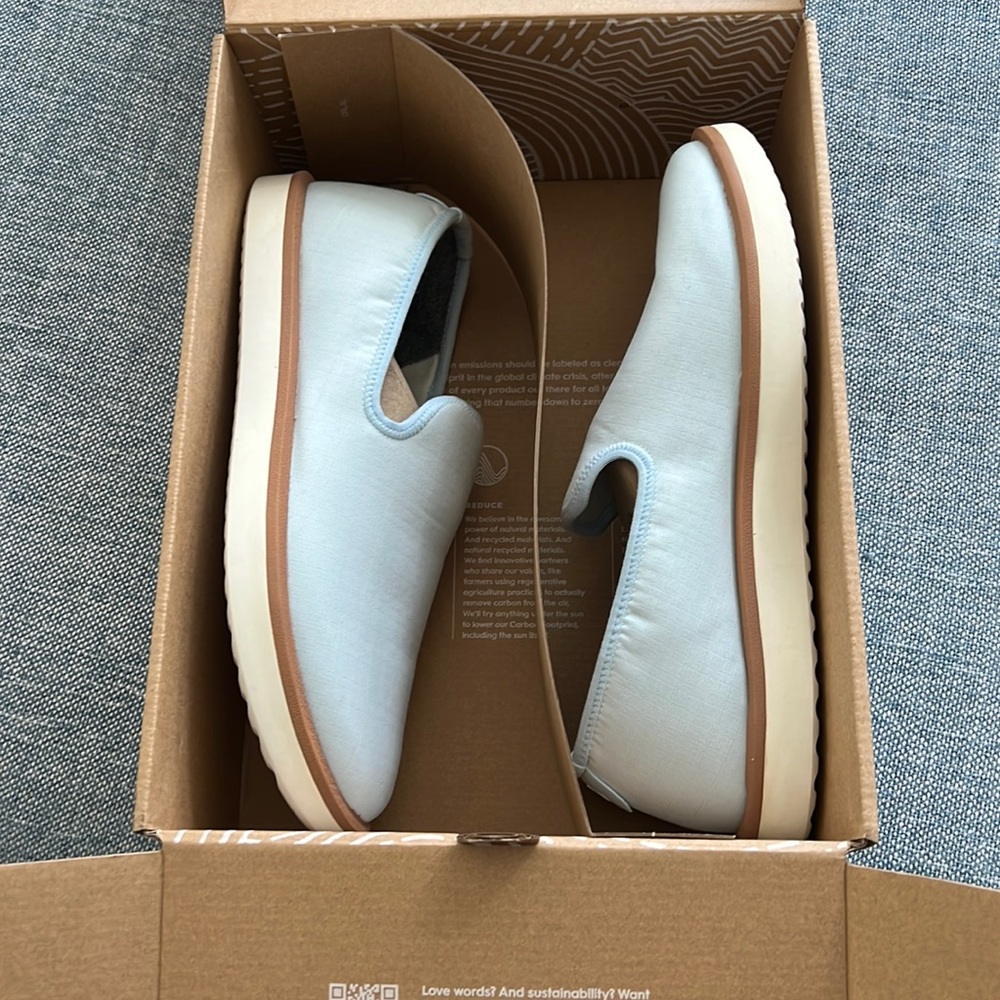 NEW IN BOX! Allbirds Men’s Wool Lounger, Blue Hush (Natural White), Size 12